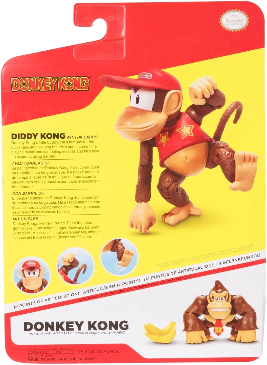 Jakks Pacific - Nintendo - Donkey Kong - Action Figure di Diddy Kong 10 cm
