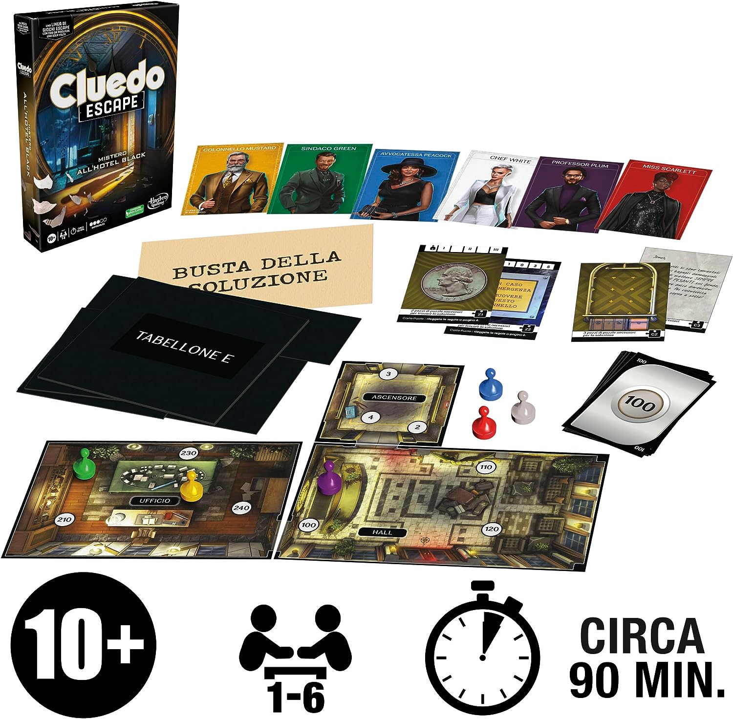 Hasbro - Cluedo Escape Mistero all'Hotel Black - Gioco da Tavolo
