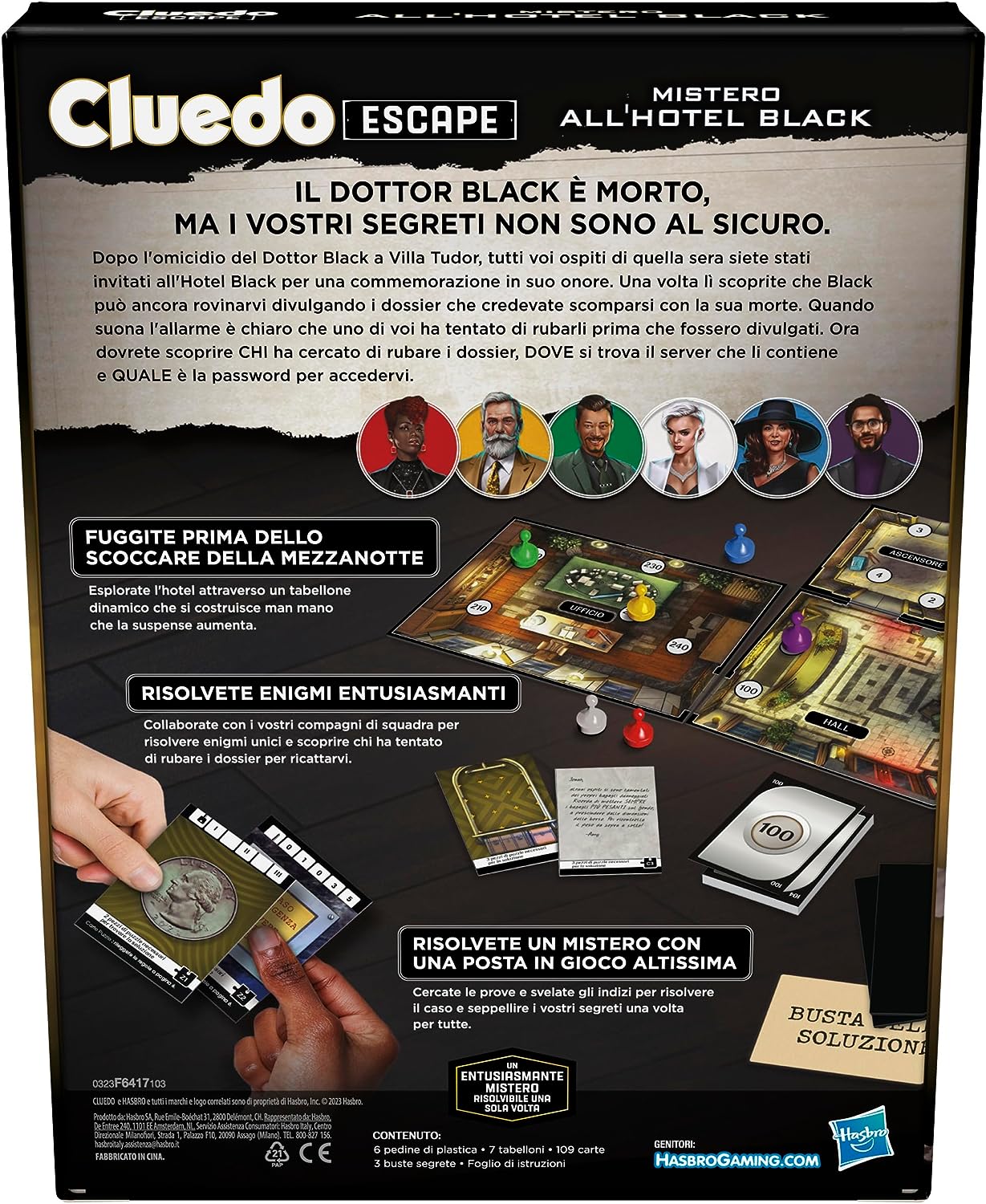 Hasbro - Cluedo Escape Mistero all'Hotel Black - Gioco da Tavolo