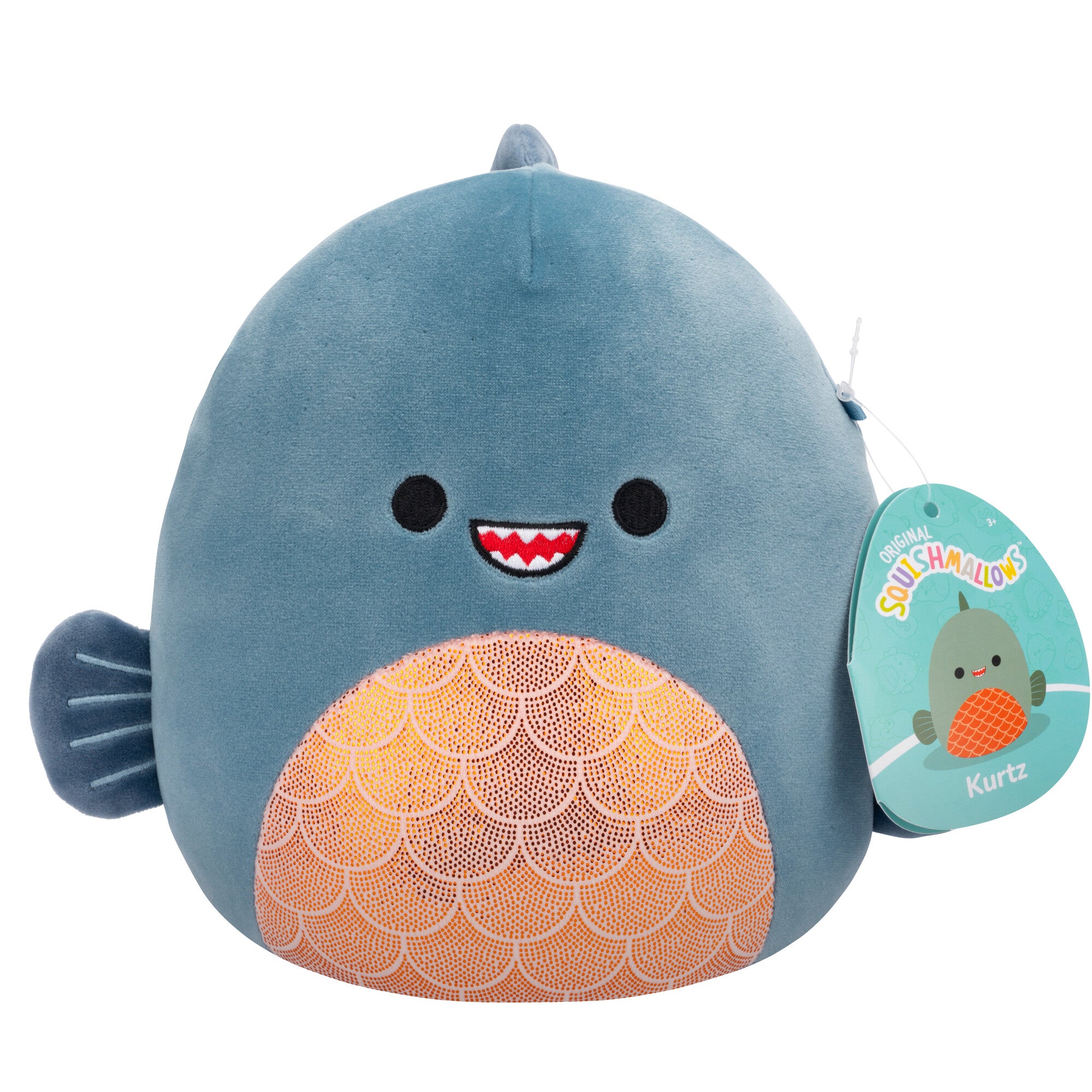 Squishmallows - Personaggi 20 cm - Kurtz il Piranha verde acqua