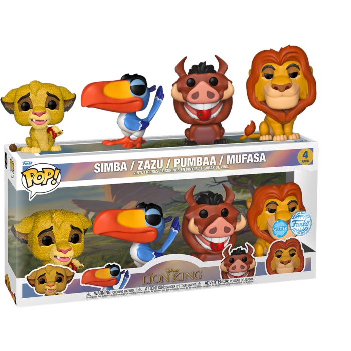 Funko - The Lion King (1994) - Glitter Simba, Zazu, Pumbaa & Mufasa Pop! Vinyl Figure