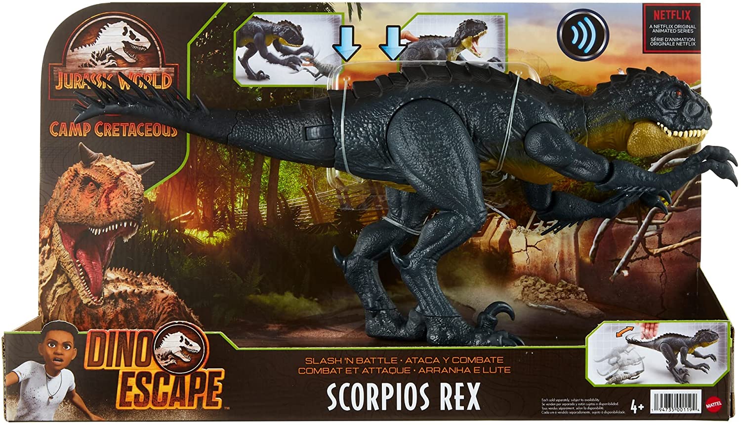 Jurassic World - Action Figure Stinger Dino Squartatore con Movimenti e Suoni