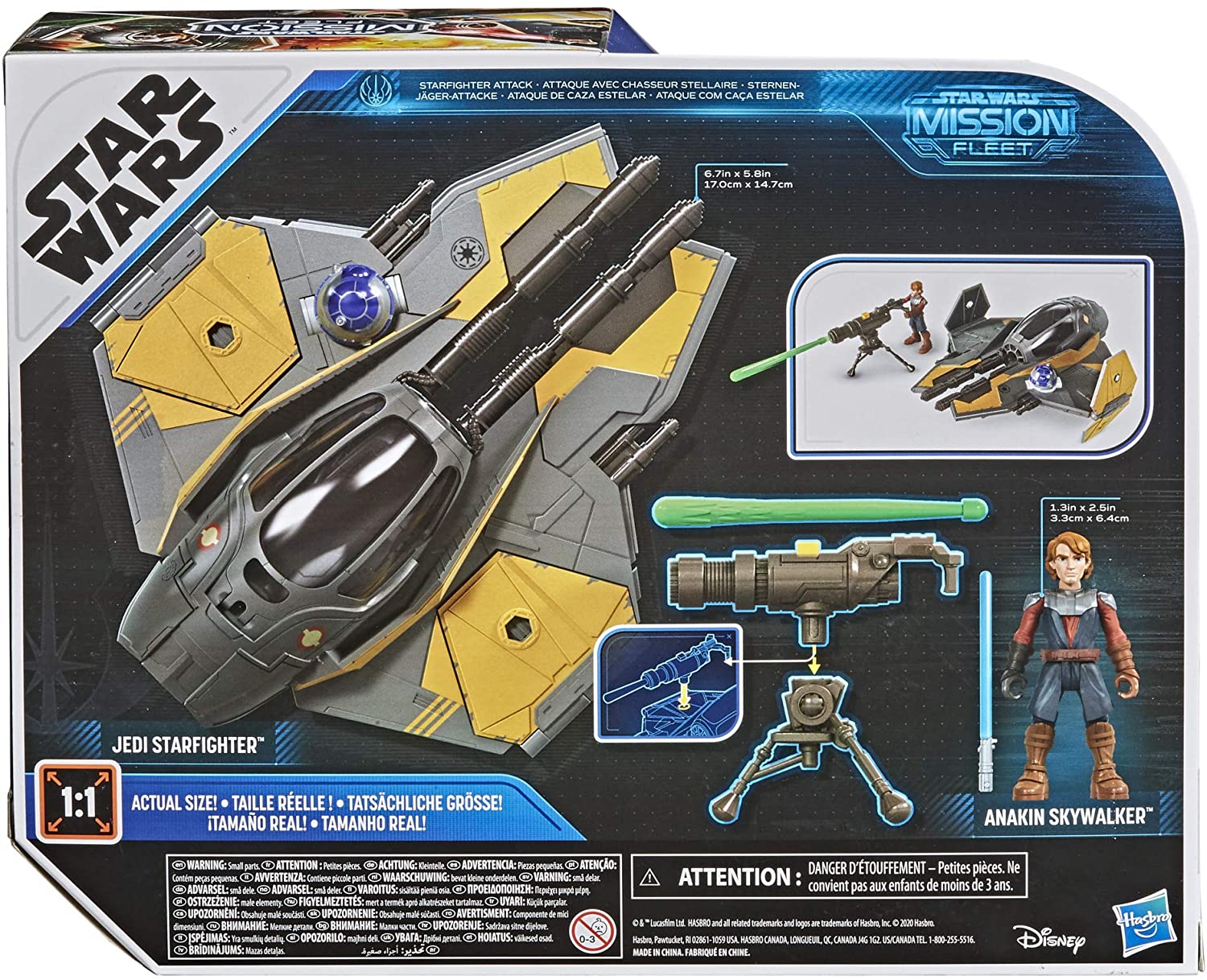Hasbro Star Wars Anakin Skywalker Jedi Fighter (6cm Action Figure and Vehicle, Stellar Class, Mission Fleet Series)