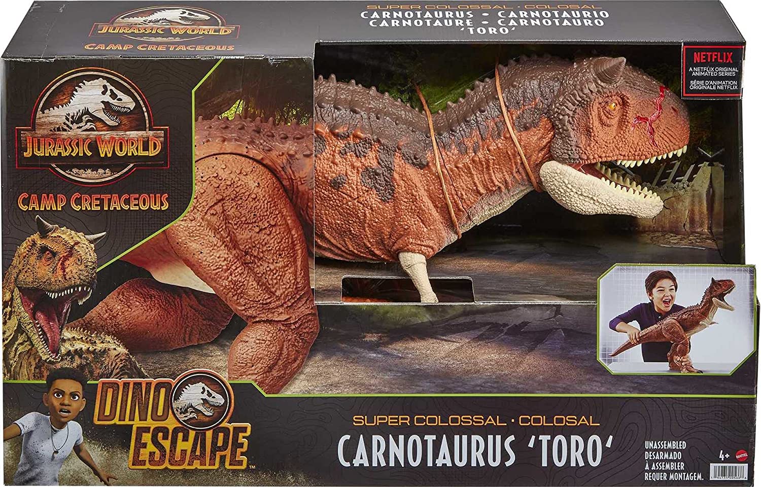 Jurassic World- Dinosauro Carnotauro Toro Super Colossale da 91 cm