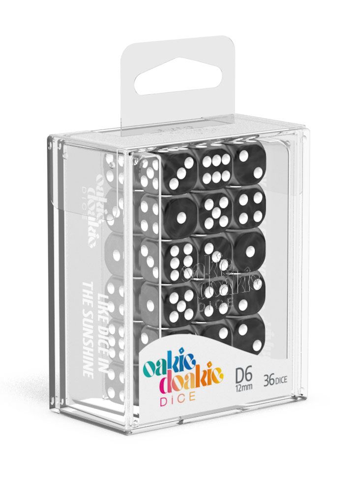 Oakie Doakie Dice D6 Dice 12 mm Marble - Black (36)