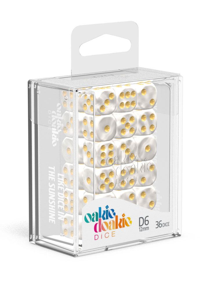 Oakie Doakie Dice D6 Dice 12 mm Marble - White (36)