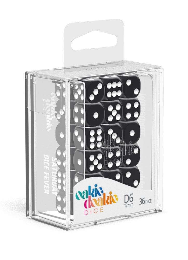 Oakie Doakie Dice D6 Dice 12 mm Solid - Black (36)
