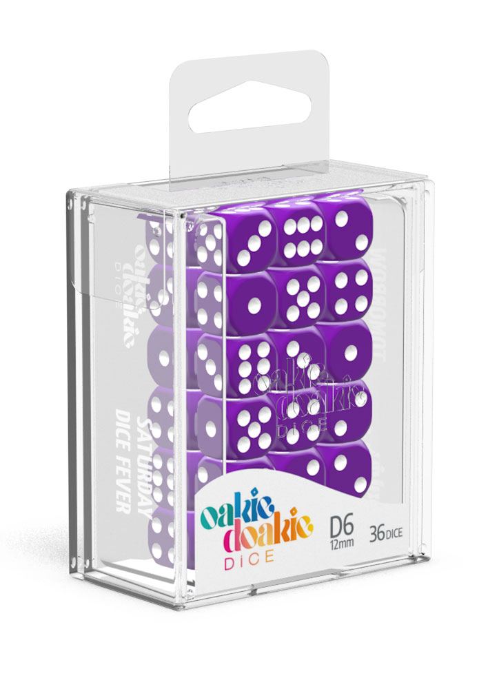 Oakie Doakie Dice D6 Dice 12 mm Solid - Purple (36)