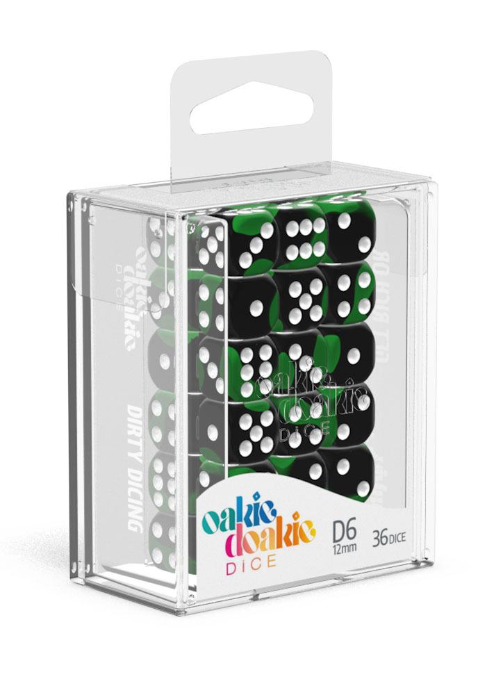 Oakie Doakie Dice D6 Dice 12mm Glow in the Dark - Biohazard (36)