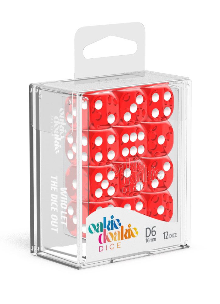 Oakie Doakie Dice D6 Dice 16 mm Translucent - Red (12)