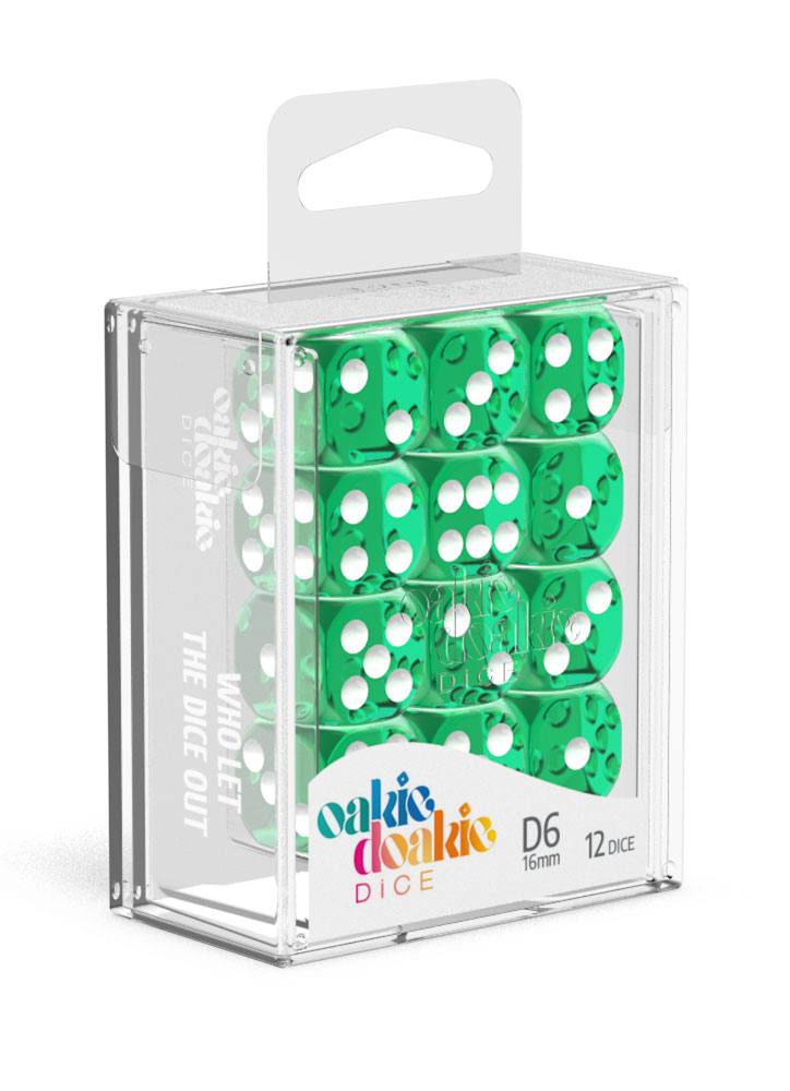 Oakie Doakie Dice D6 Dice 16 mm Translucent - Green (12)