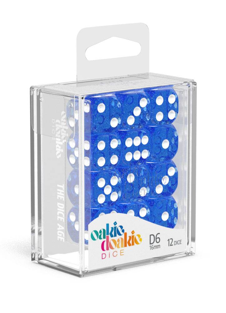 Oakie Doakie Dice D6 Dice 16 mm Speckled - Blue (12)