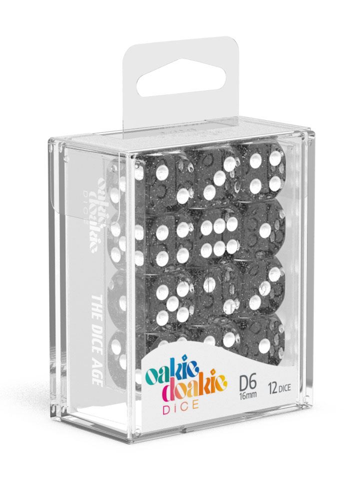 Oakie Doakie Dice D6 Dice 16 mm Speckled - Black (12)