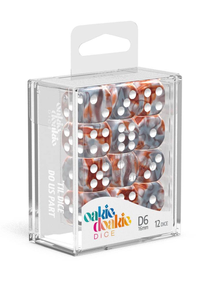 Oakie Doakie Dice D6 Dice 16 mm Gemidice - Silver-Rust (12)