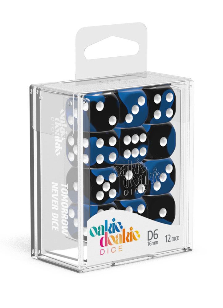 Oakie Doakie Dice D6 Dice 16mm Glow in the Dark - Deep Ocean (12)