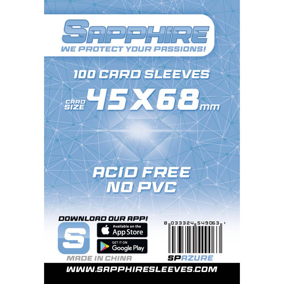 Sapphire Azure Protective Sleeves (45x68mm) 100 Sleeves