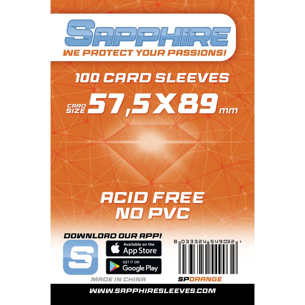 Sapphire Orange Protective Sleeves (57,5x89mm) 100 Sleeves