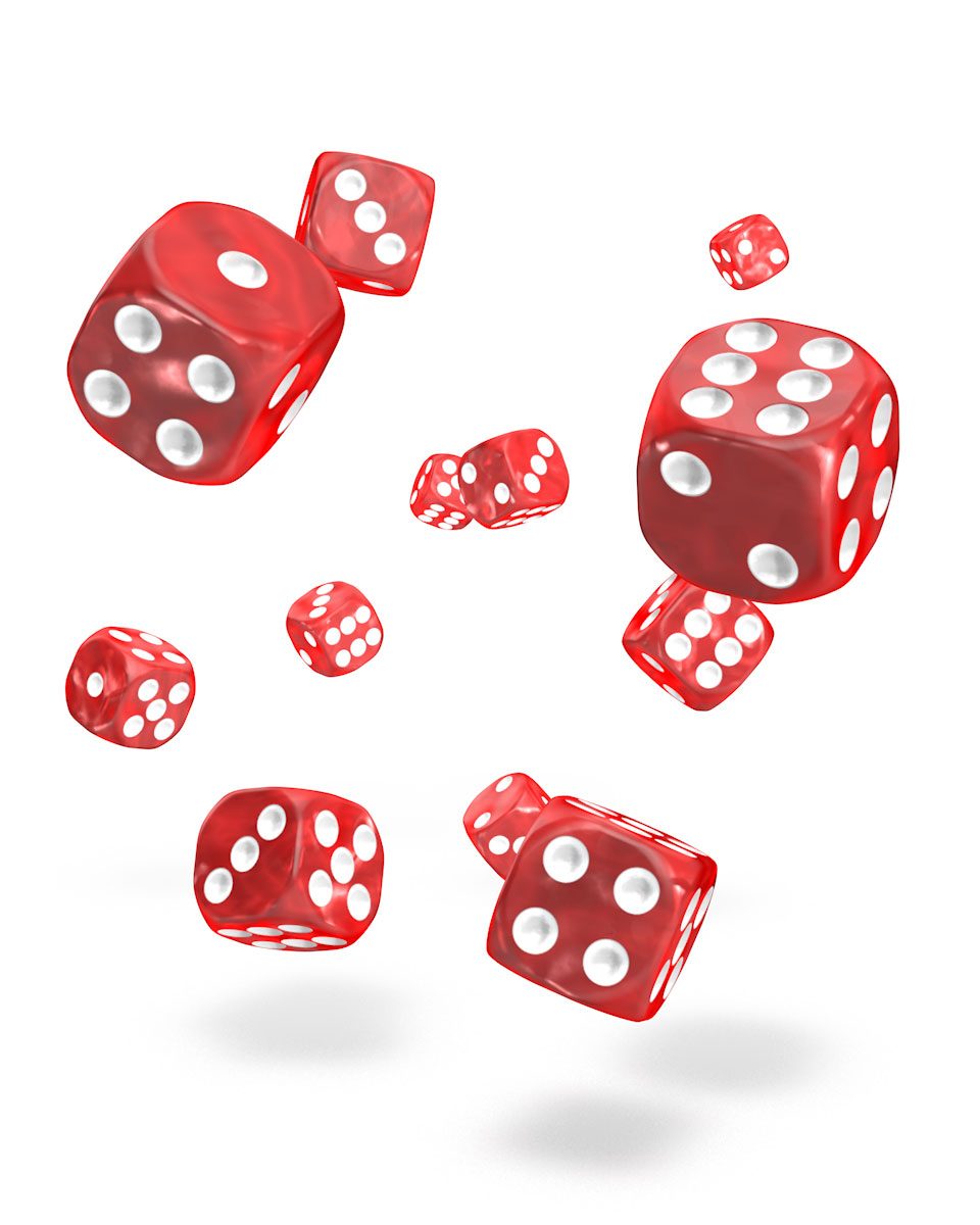 Oakie Doakie Dice D6 Dice 12 mm Marble - Red (36)