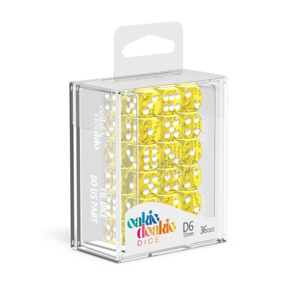 Oakie Doakie Dice D6 Dice 12 mm Translucent - Yellow (36)