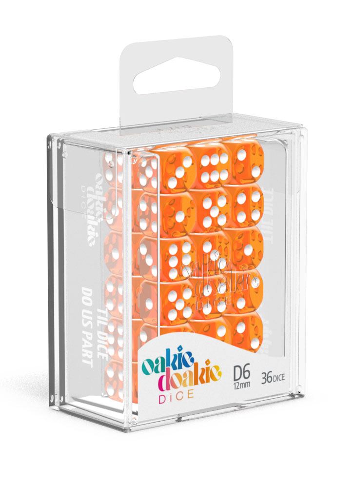 Oakie Doakie Dice D6 Dice 12 mm Translucent - Orange (36)