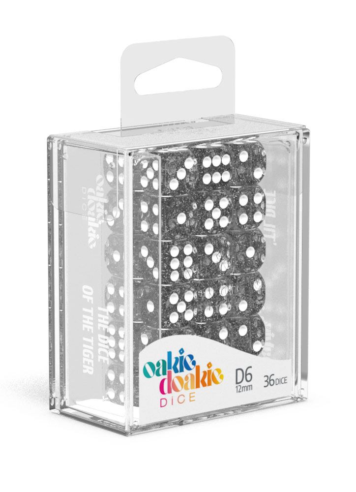 Oakie Doakie Dice D6 Dice 12 mm Speckled - Black (36)
