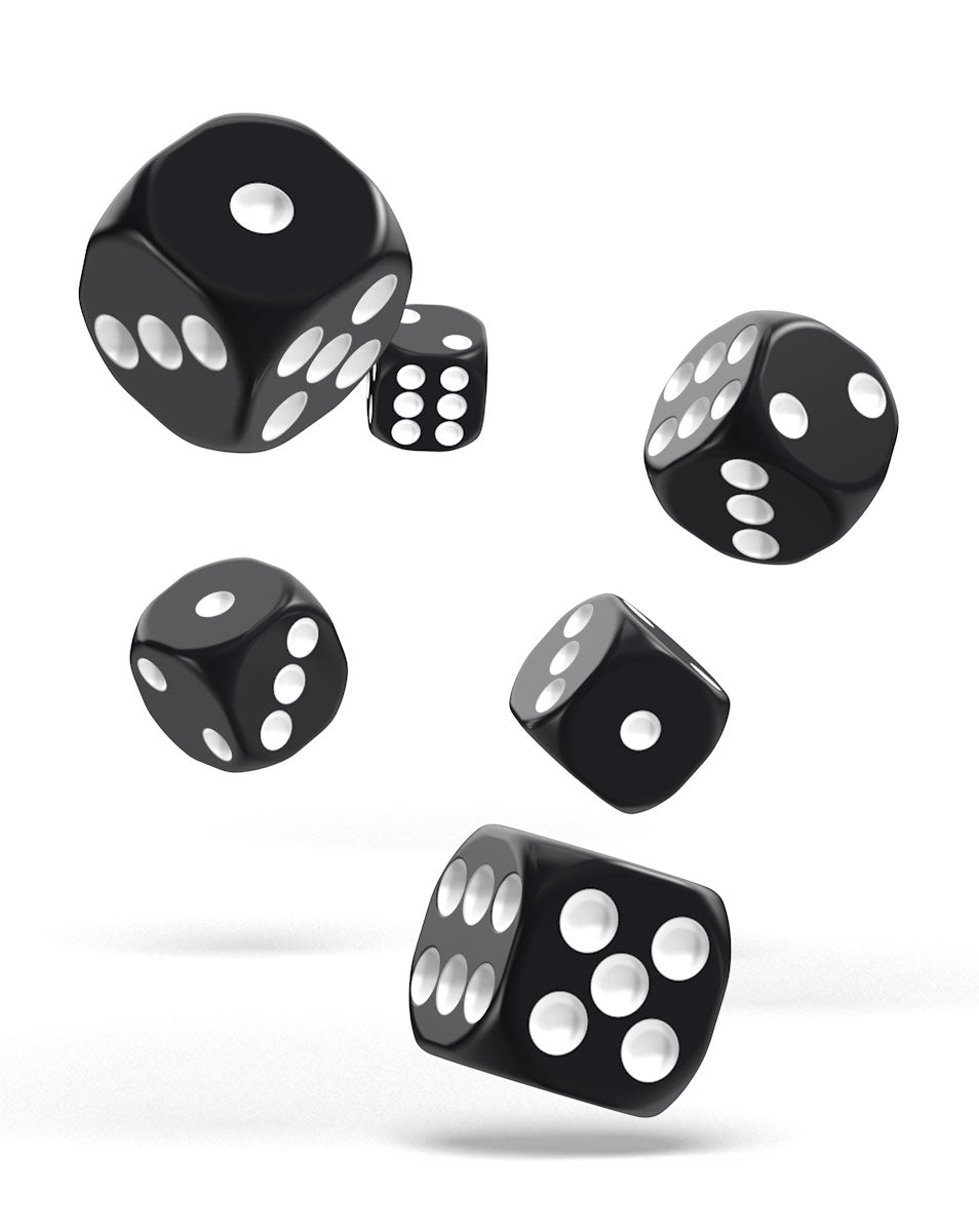 Oakie Doakie Dice D6 Dice 16 mm Solid - Black (12)