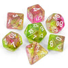 GreenStuffWorld - 7x Mix 16mm Dice - Rosa e Lime Trasparente