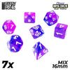 GreenStuffWorld - 7x Mix 16mm Dice - Blu e Lilla Trasparente