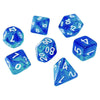 GreenStuffWorld - 7x Mix 16mm Dice - Blu e Turchese Trasparente