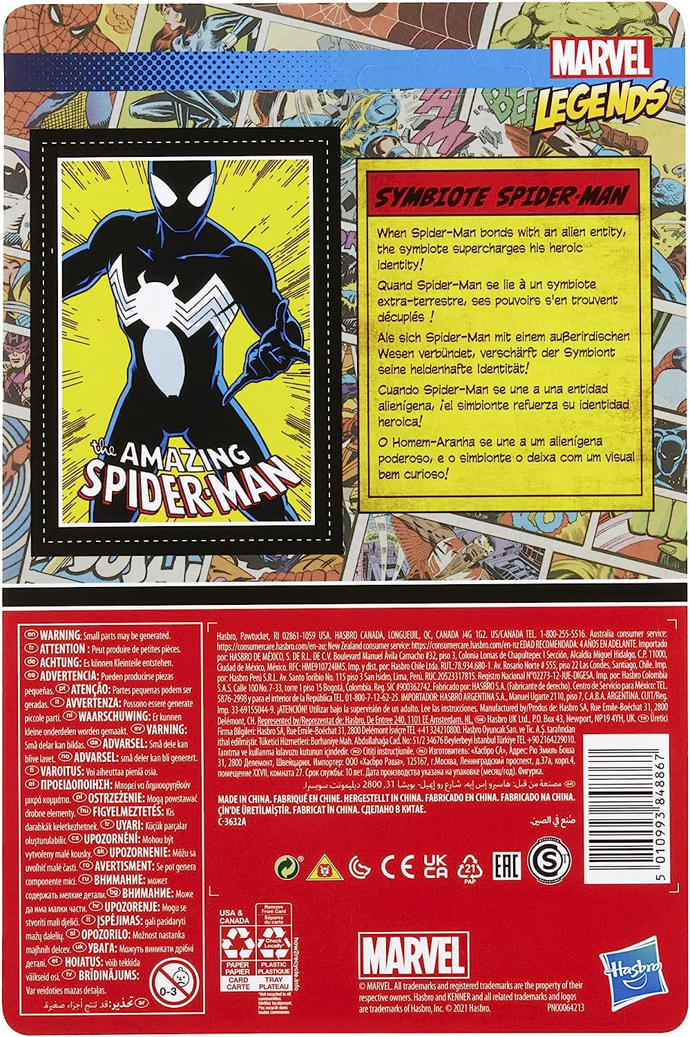 Hasbro - Marvel Legends Series - Retro 375 Collection - Spider-Man Simbionte Action Figure Collezionabile da 9,5 cm