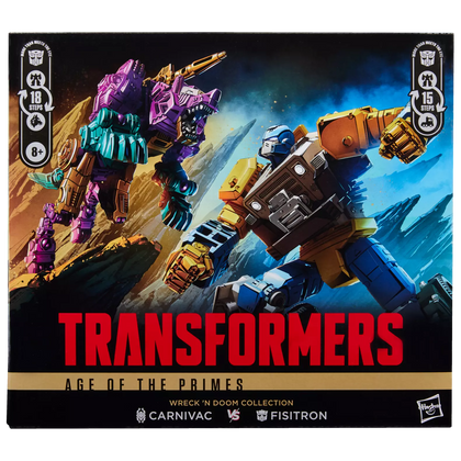 Hasbro - Transformers, Age of the Primes Wreck 'n Doom Collection, Fisitron e Carnivac, confezione da 2 action figure