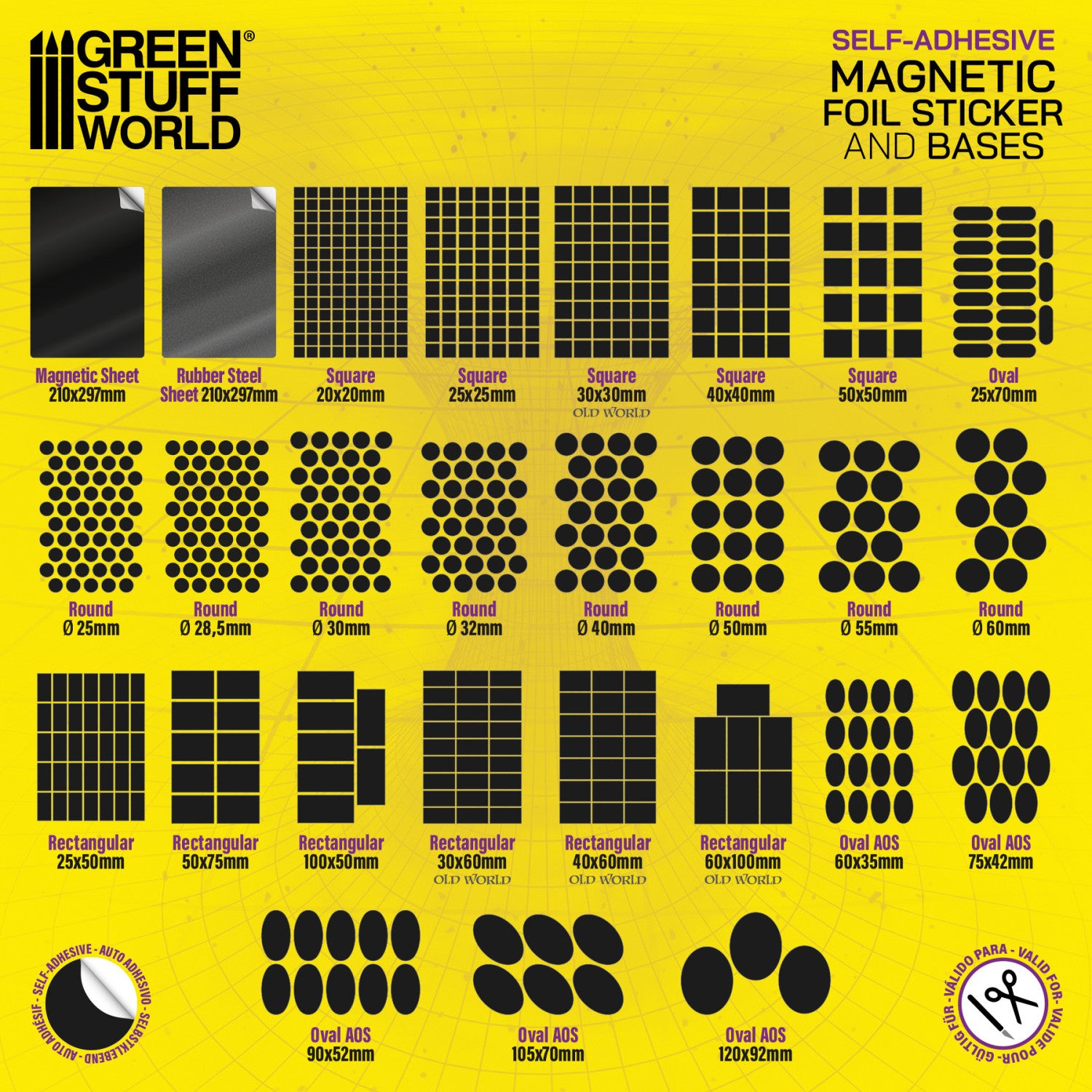 Greestuff World - Oval Magnetic Sheet SELF-ADHESIVE - 90x52mm