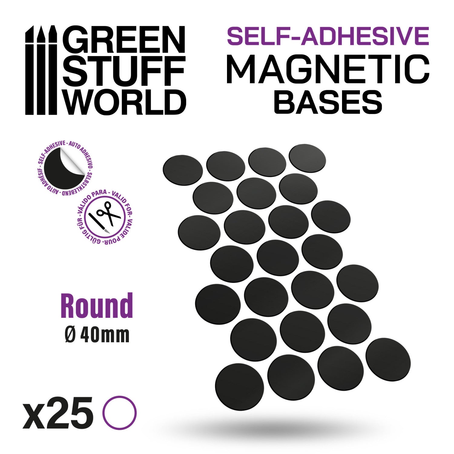Greenstuff World - Round Magnetic Sheet SELF-ADHESIVE - 40mm