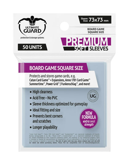 Ultimate Guard - Premium Soft Sleeves for Board Game Cards Square - 50 pcs