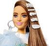 Barbie Extra Brunette Doll with Rainbow Dress and Light Blue Jacket