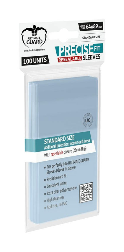 Ultimate Guard - Precise-Fit Sleeves Resealable - Standard Size - Transparent 100 pcs