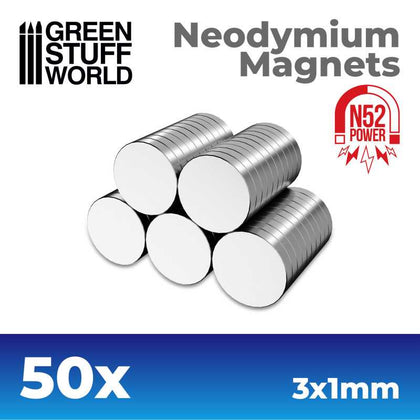 Green Stuff World - Neodymium Magnets 3x1mm - 50 units (N52)
