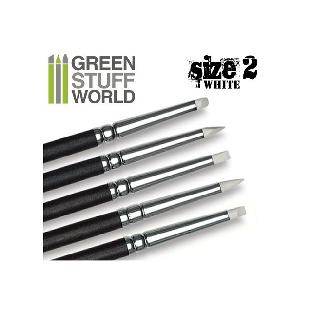 Green Stuff World - Tools - Colour Shapers Brushes - Size 2 - White Soft