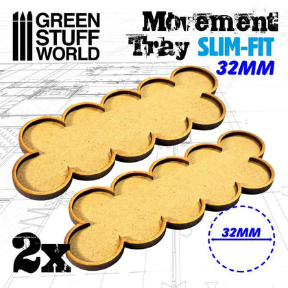 Green Stuff World - MDF Movement Trays 32mm x 10 - SLIM-FIT