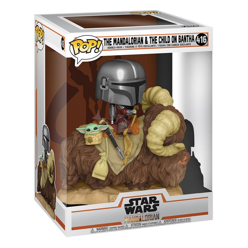 Star Wars The Mandalorian POP! Deluxe Vinyl Figure The Mandalorian on Wantha with Child in Bag 9 cm