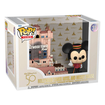 Walt Disney Word 50th Anniversary POP! Town Vinyl Figure Hollywood Tower Hotel and Mickey Mouse 9 cm