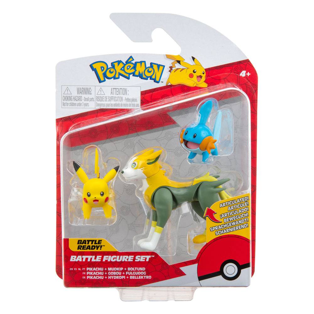 Pokémon Battle Figure 3-Pack Mudkip, Pikachu #1, Boltund 5 cm