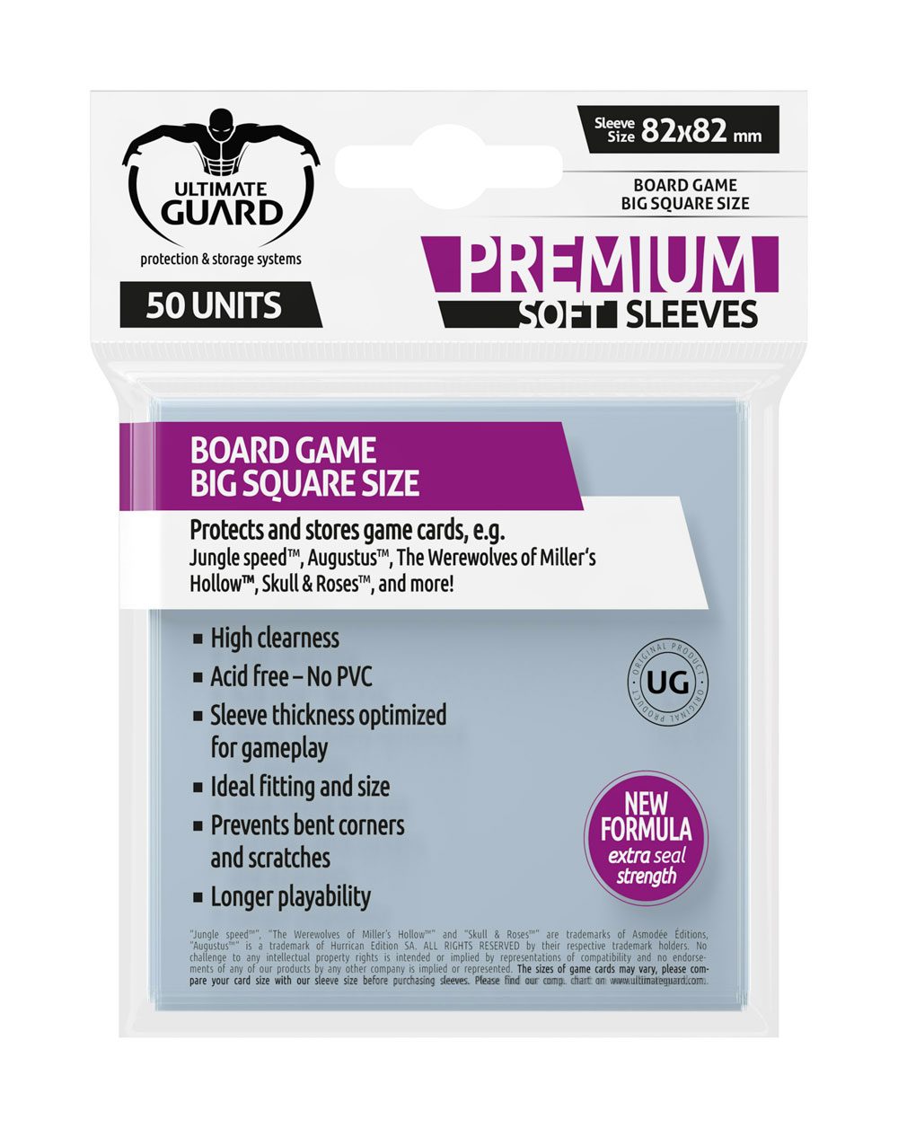 Ultimate Guard - Premium Soft Sleeves for Board Game Cards - Big Square - 50 pcs